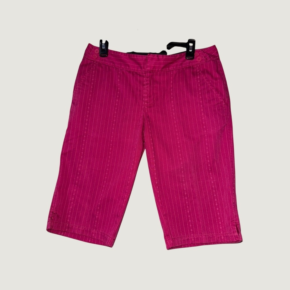 The North Face Womens Pink Striped Bermuda Shorts Size 8 Hiking Outdoor Casual